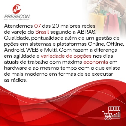 Atendemos 07 das 20 maiores redes de varejo do Brasil
